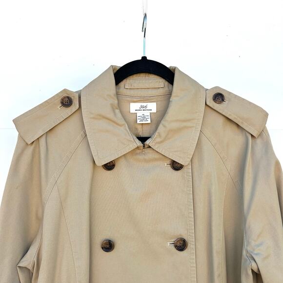 Brooks Brothers 346 Women’s Tailored Khaki Cotton Trench Coat 10 Double Breasted - Picture 5 of 12